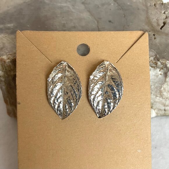VTG Signed Morrell Sterling Silver 925 Foliage Leaf Earrings - Picture 1 of 16